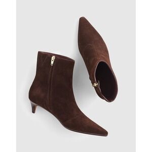 NEW Madewell Emilie Ankle Boot Sz 7 Brown Dark Carob Suede Kitten Heel‎